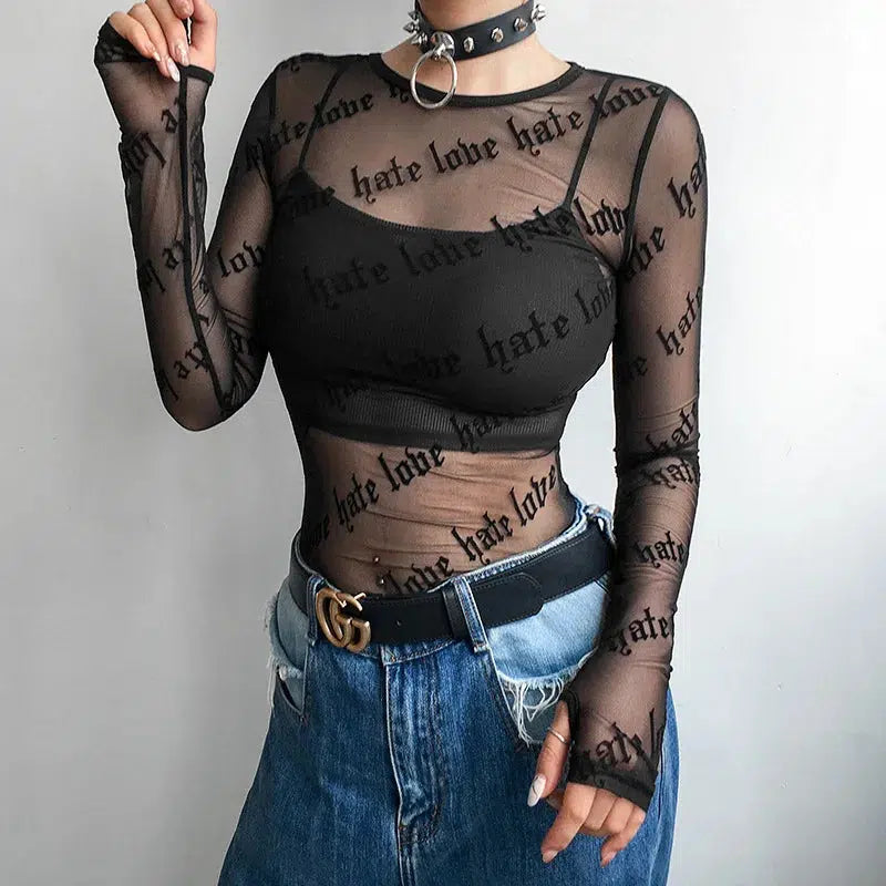 Baddie Love Hate Sheer Mesh Top – Litlookz Studio