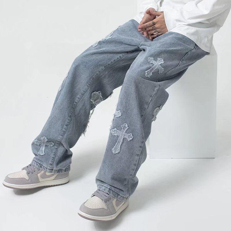 Patchworked Portrait Denim Pants - Men - Ready-to-Wear