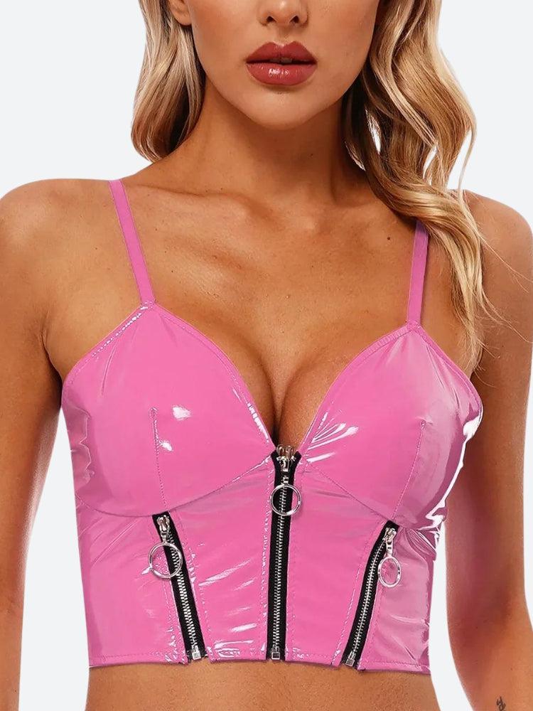 Faux leather bustier crop top online