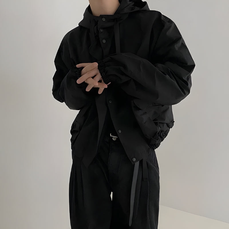 Hooded Parachute Jacket - Black / S