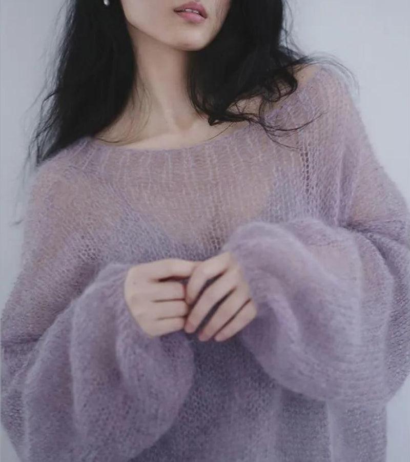 Mesh hot sale knit sweater