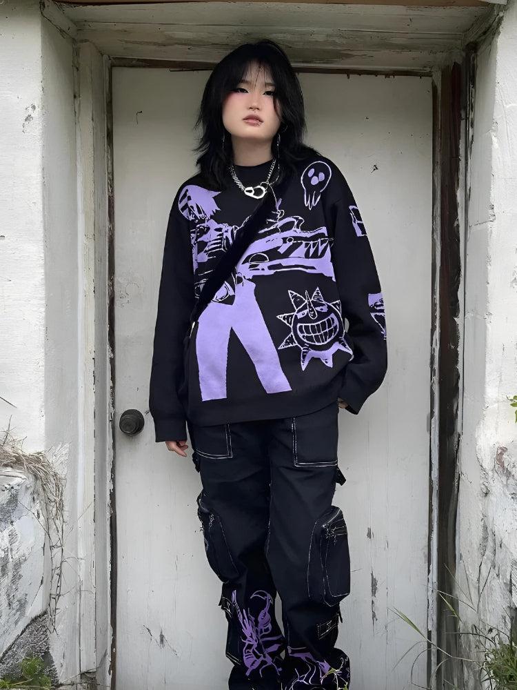 Y2K Anime Knitted Sweater Litlookz Studio