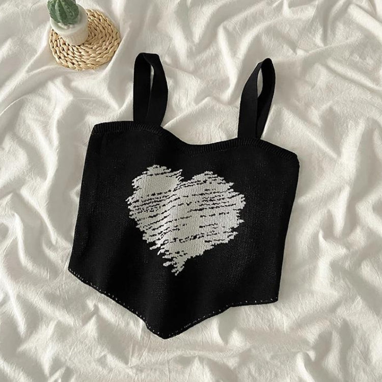 Asymmetric Heart Knitted Crop Top