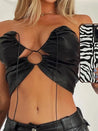 Baddie Faux Leather Lace Up Crop Top