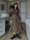 Belted Faux Leather Coat