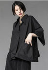 Black Korean Asymmetric Shirt