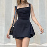 Black Tie Fastening Mini Dress