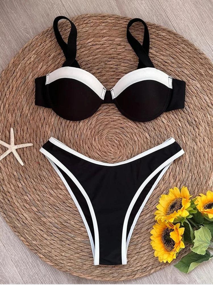 Black & White Contrast Bikini Set