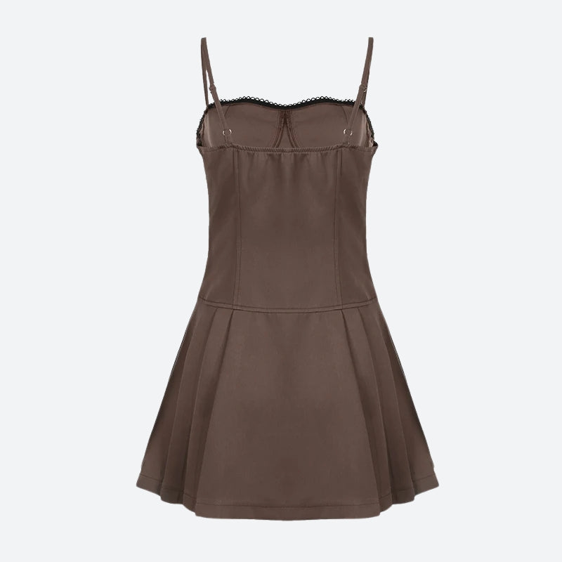 Bow Pleated Mini Dress