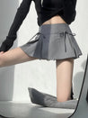 Bow Pleated Mini Skirt