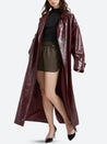 Burgundy Faux Leather Coat