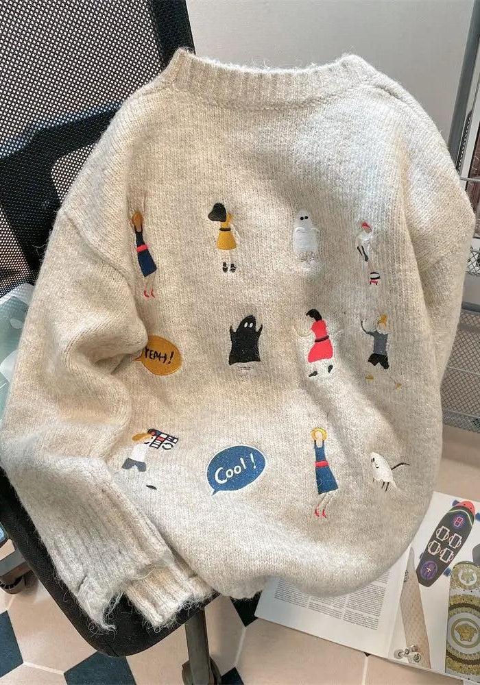 Cartoon Embroidered Knitted Sweater