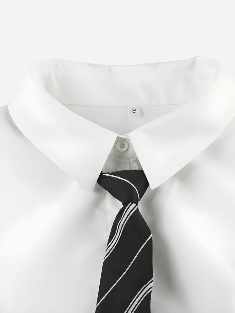 College Shirt With Striped Tie