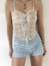 Coquette Lace Ruched Ruffled Shorts