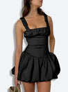 Coquette Ruched Bubble Skirt Mini Dress