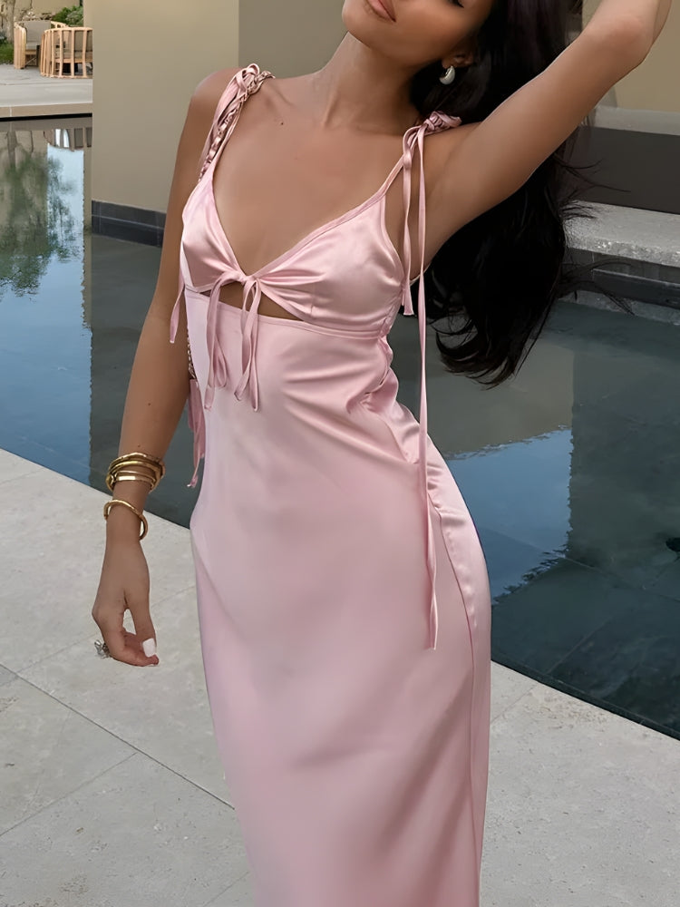 Cut Out Satin Maxi Dress