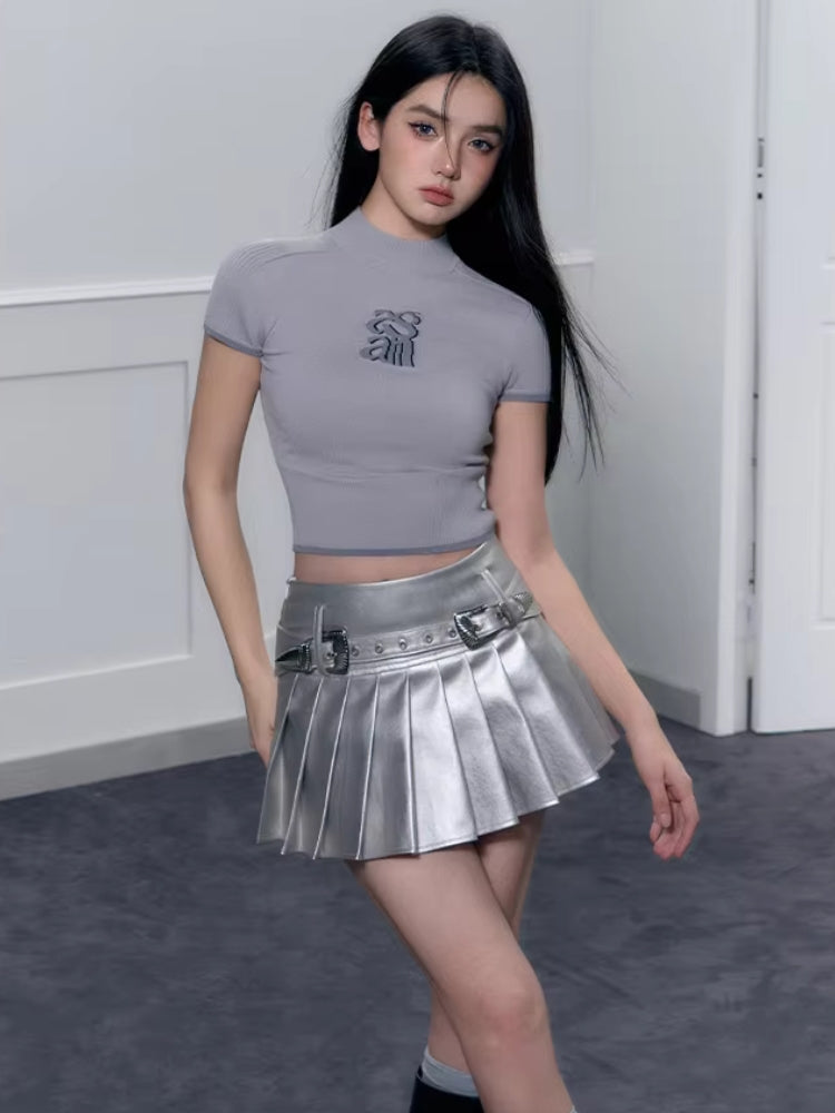 Cyberpunk Metallic Mini Skirt