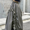 Cyberpunk Ruched Parachute Maxi Skirt