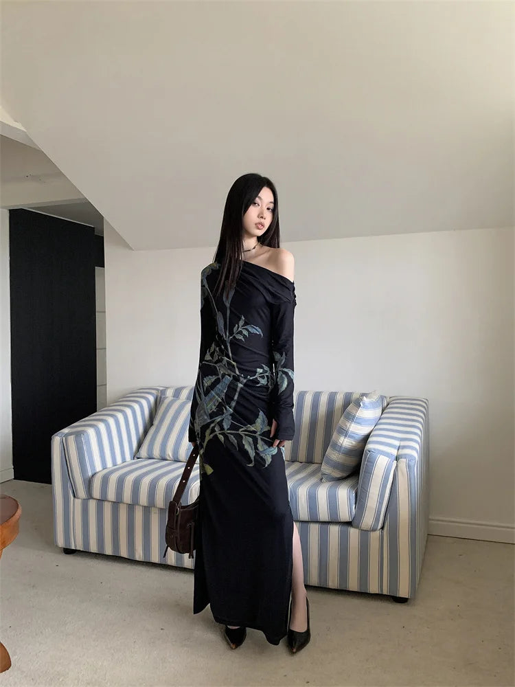 Dark Fairy One Shoulder Maxi Dress