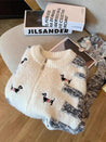 Dog Embroidered Double Zip-Up Knitted Cardigan