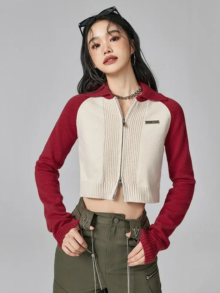 Double Zip-Up Crop Cardigan