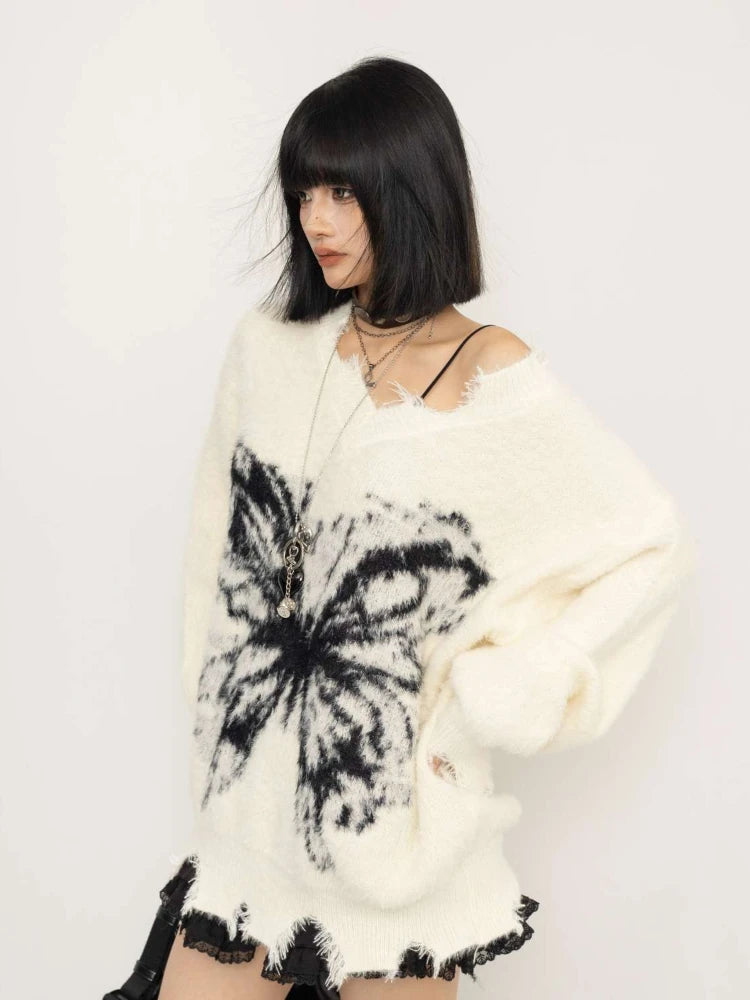 Fairy Grunge Butterfly Fluffy Sweater