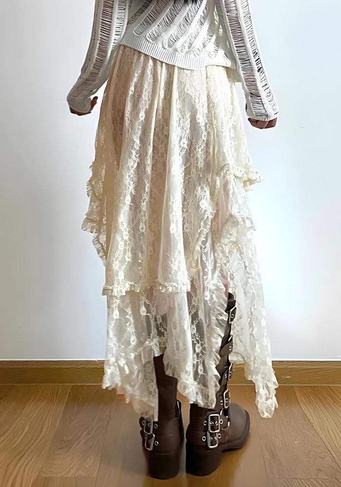 Fairy Grunge Lace Midi Skirt