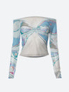 Fairycore Butterfly Mesh Top