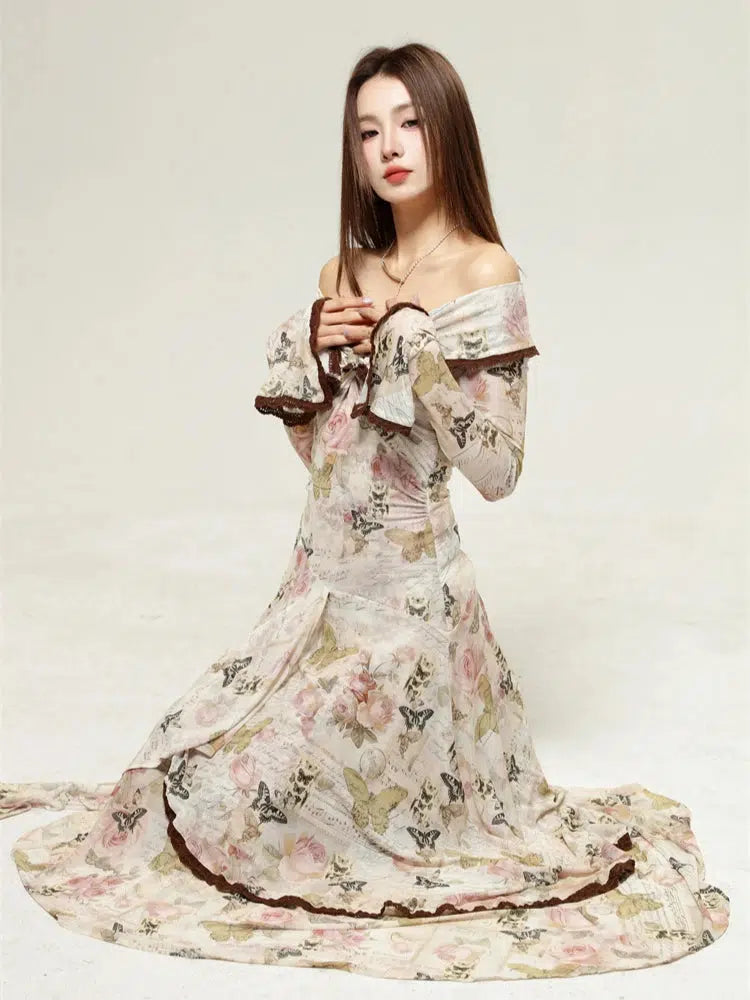 Fairycore Butterfly Off Shoulder Midi Dress