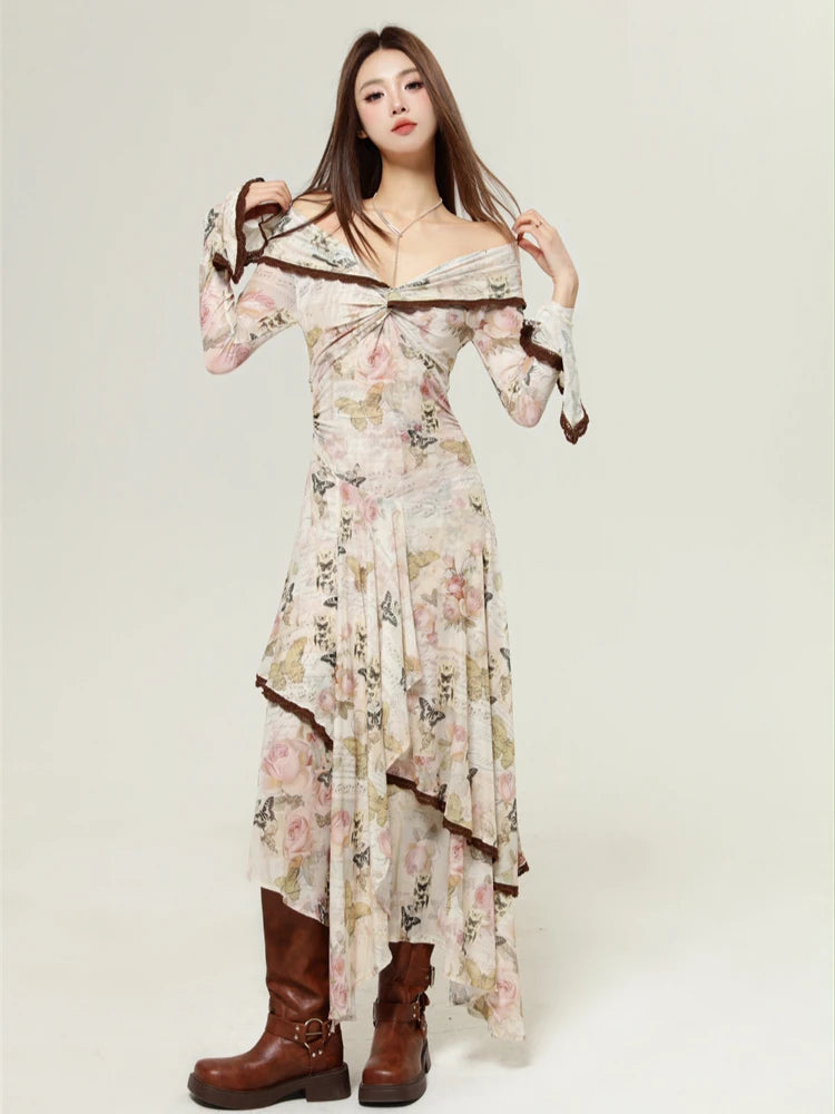 Fairycore Butterfly Off Shoulder Midi Dress