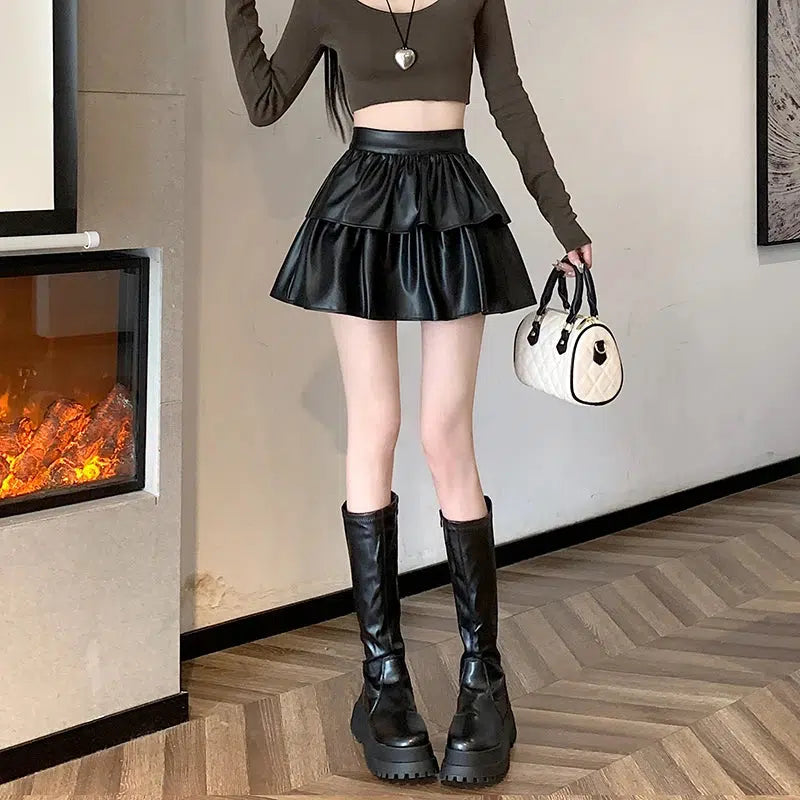 Faux Leather A-Line Mini Skirt