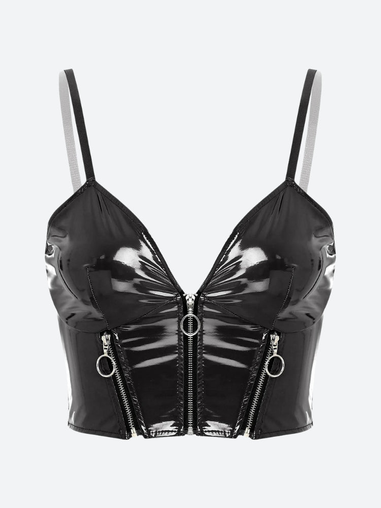 Faux leather bustier crop top on sale