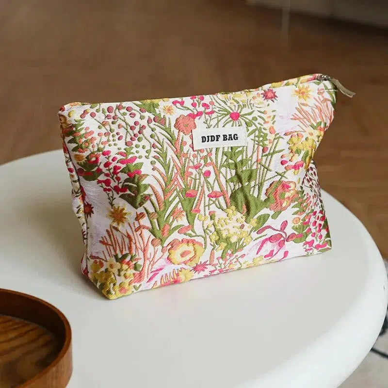 Floral Embroidered Makeup Bag