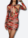 Floral Ruched Corset Mini Dress