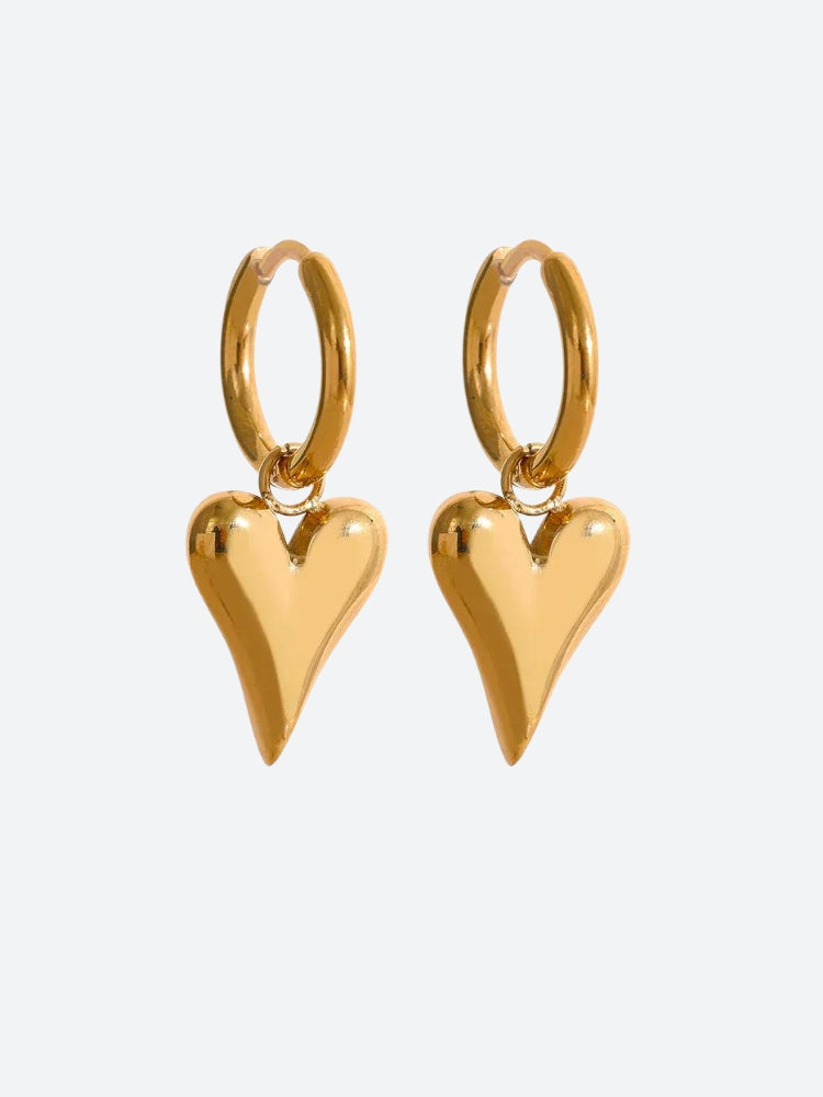 Golden Heart Necklace & Earrings Set