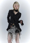 Goth Asymmetric Ruched Sleeve Blouse