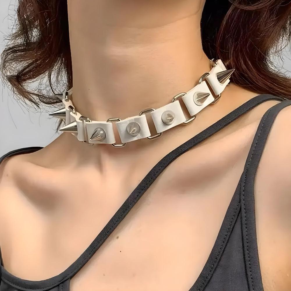 Goth Barbed Choker Collar Necklace