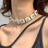 Goth Barbed Choker Collar Necklace