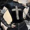 Goth Cross Cut Out Velvet Top