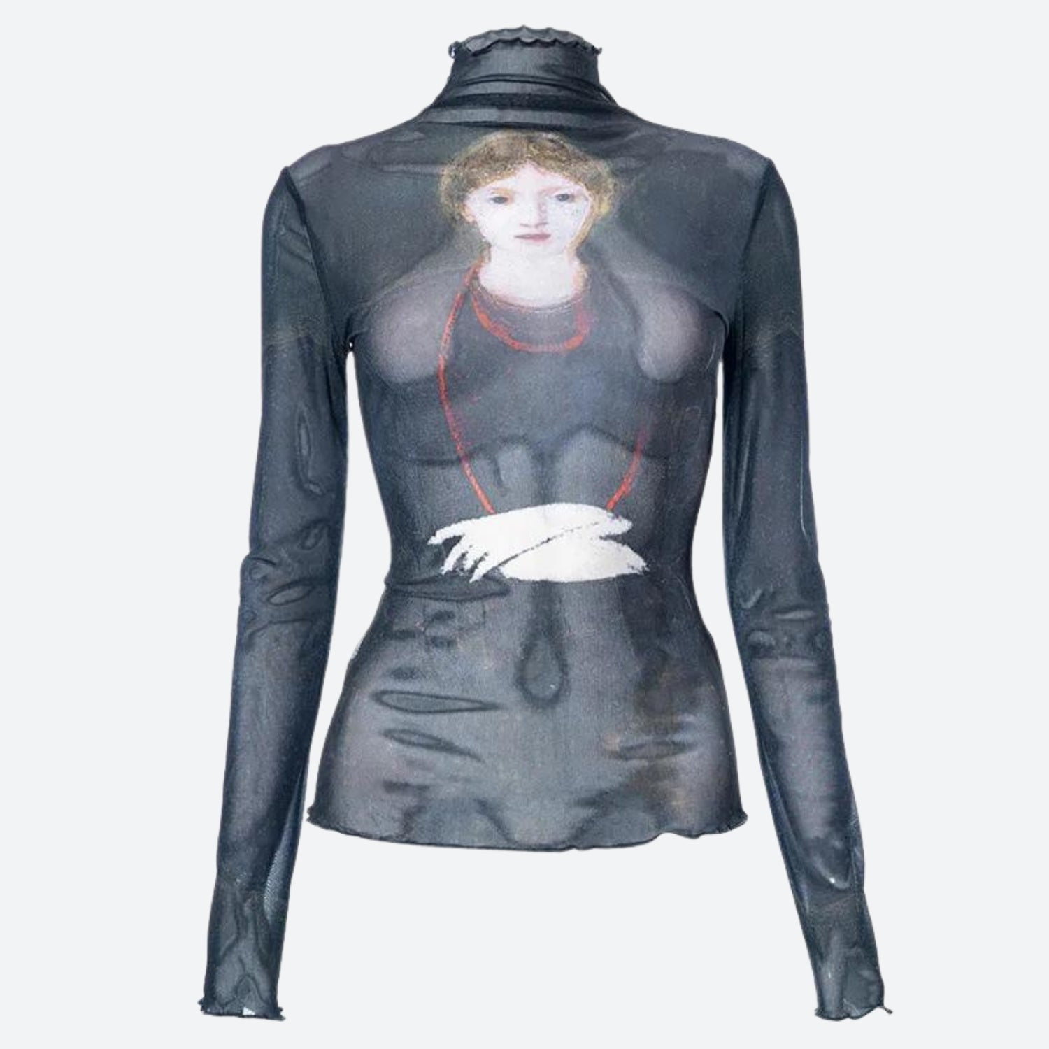 Goth Dark Female Figure Mesh Top