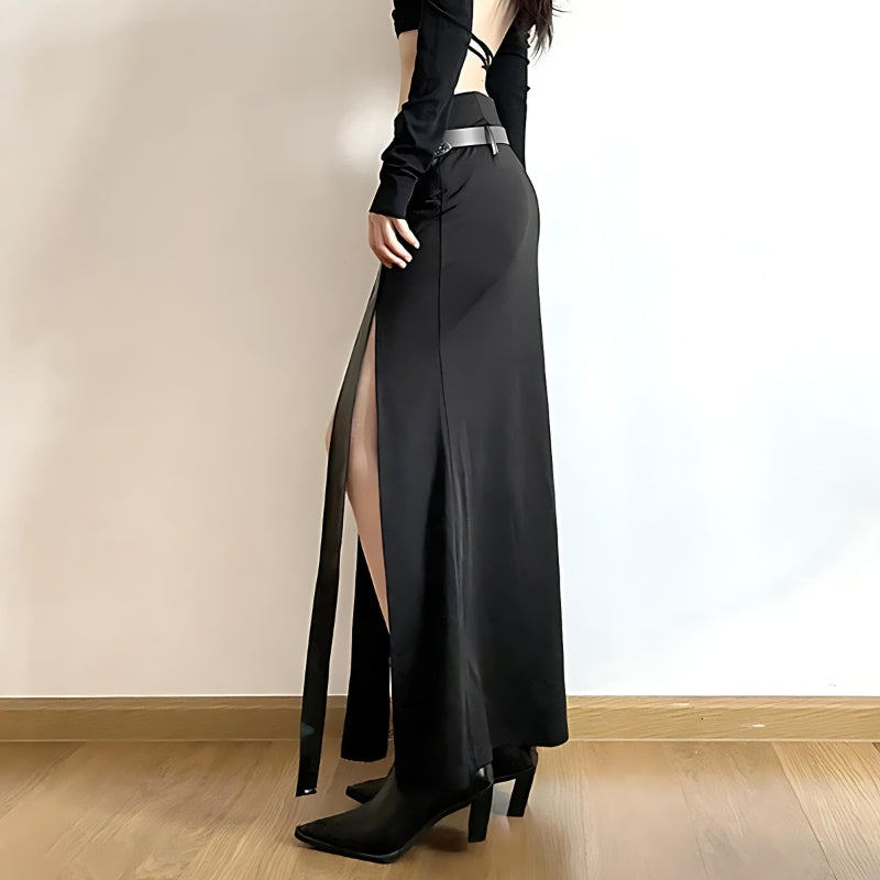 Goth Double Slit Maxi Skirt – Litlookz Studio