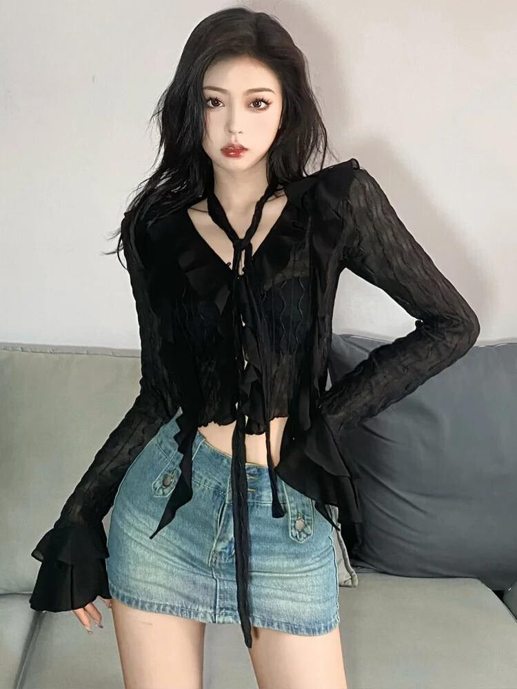 Goth Sheer Ruffled Blouse