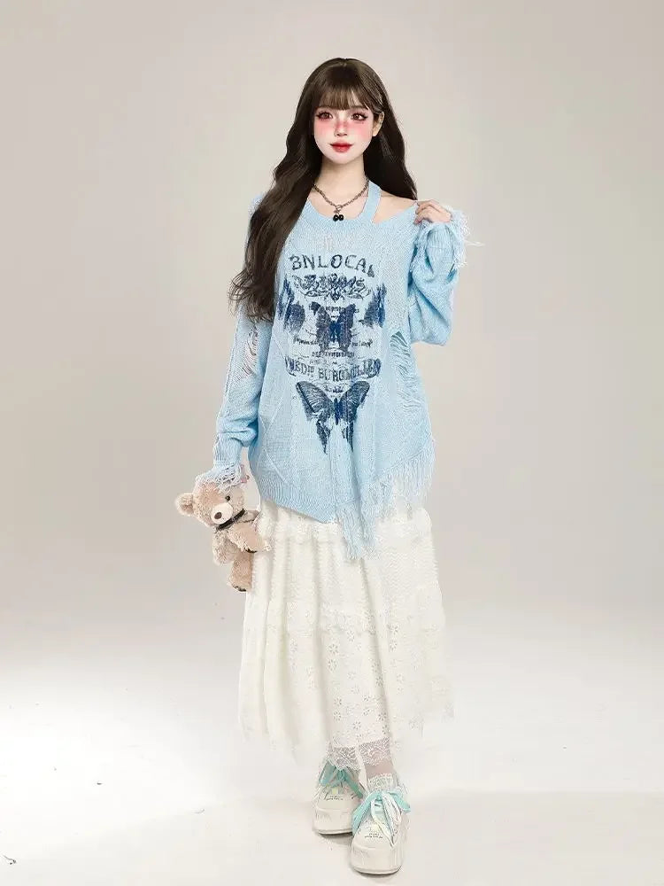 Grunge Butterfly Sweater