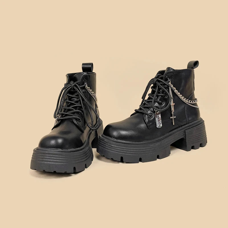 Grunge Chain with Cross Combat Boots