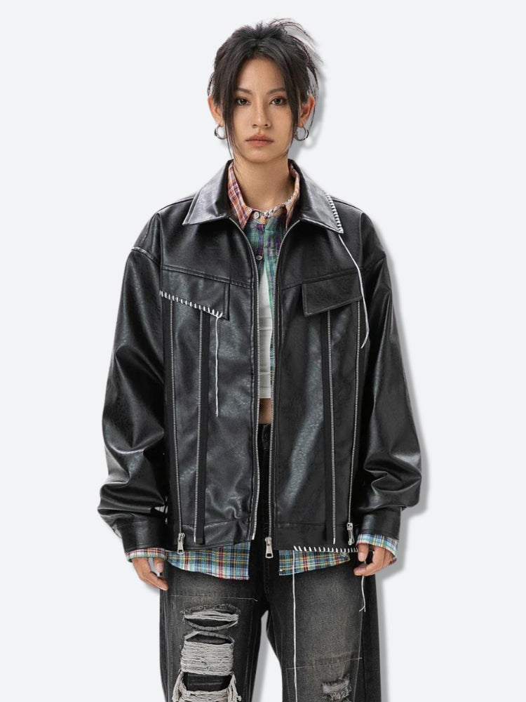 Grunge Faux Leather Jacket