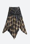 Grunge Faux Leather Plaid Midi Skirt