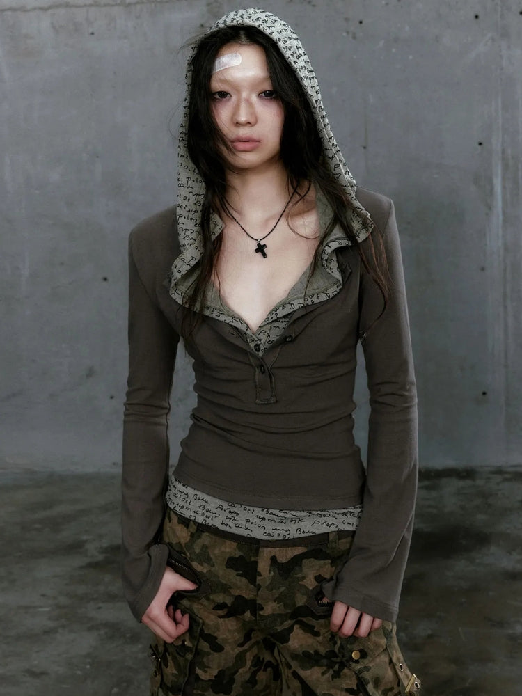 Grunge Hooded Top