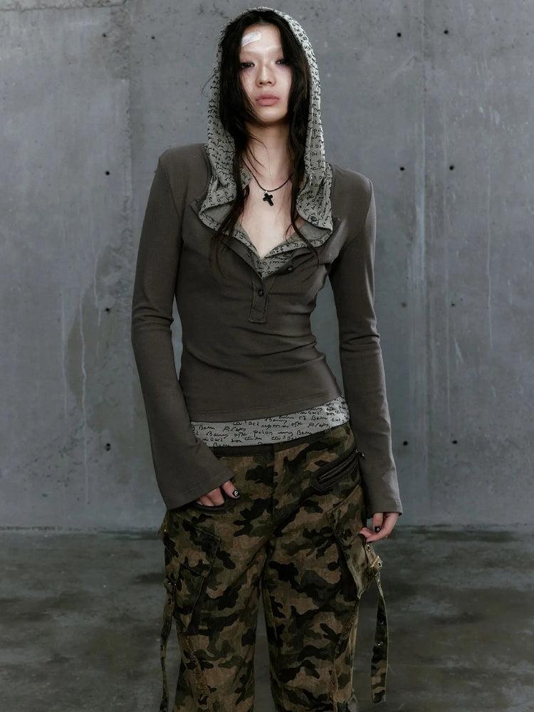 Grunge Hooded Top