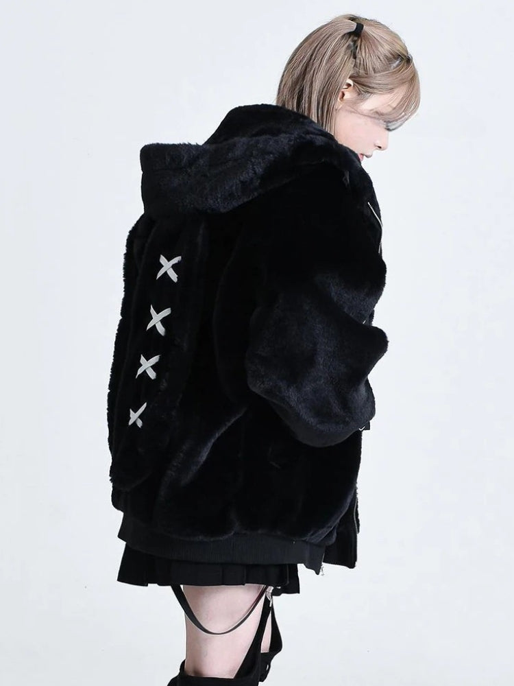 Grunge Rabbit Ear Plush Jacket