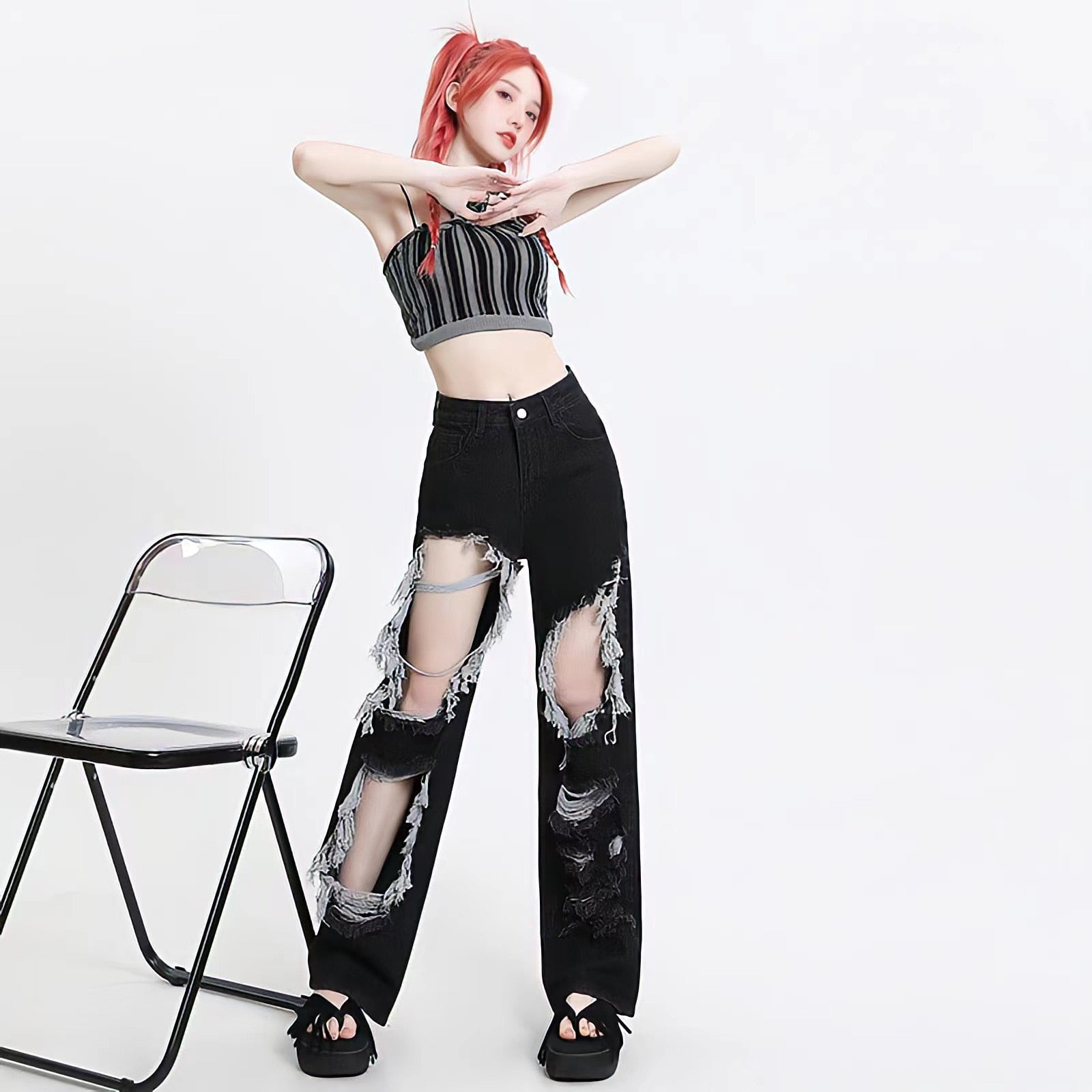 Y2K Soft Girl Double Belted Baggy Jeans – Litlookz Studio